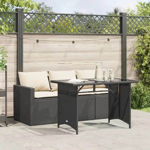 Gossi set mobilier de gradina cu perne, 2 piese, negru, poliratan
