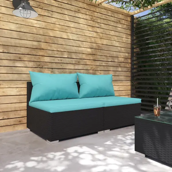 Gossi set mobilier de gradina cu perne, 2 piese, negru, poliratan
