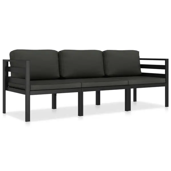 Gossi set mobilier de gradina cu perne, 3 piese, antracit, aluminiu
