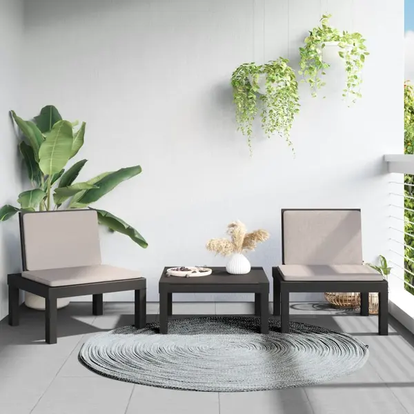 Gossi set mobilier de gradina cu perne, 3 piese, antracit, pp