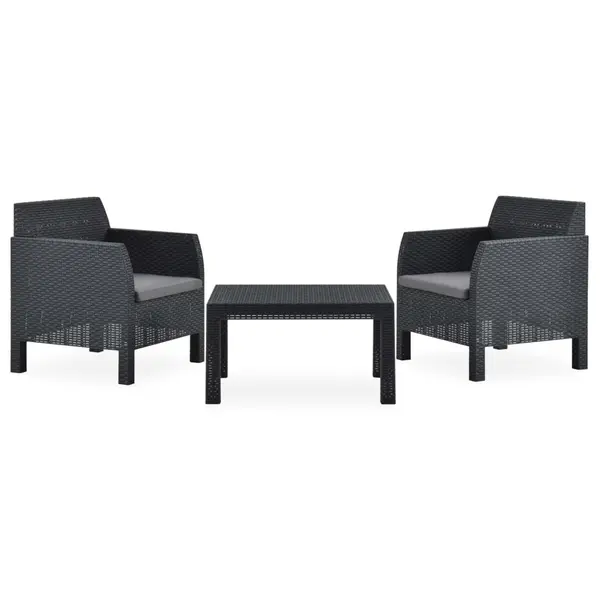 Gossi set mobilier de gradina cu perne, 3 piese, antracit, pp ratan