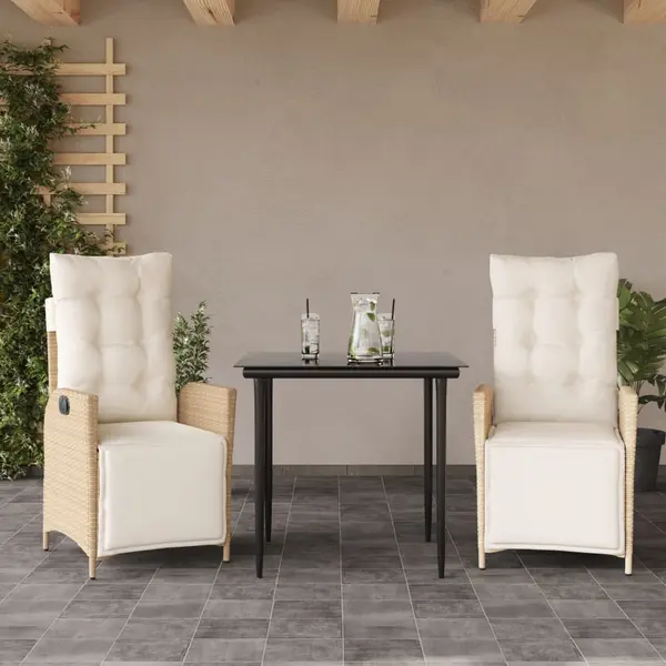 Gossi set mobilier de gradina cu perne, 3 piese, bej, poliratan