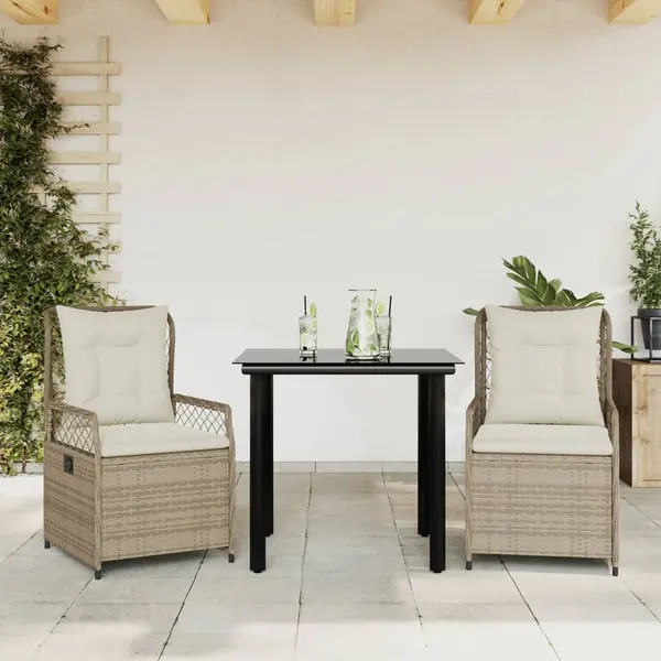 Gossi set mobilier de gradina cu perne, 3 piese, bej, poliratan