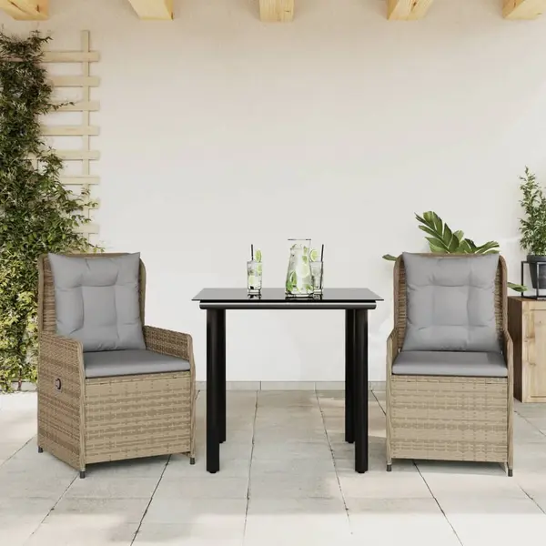 Gossi set mobilier de gradina cu perne, 3 piese, bej, poliratan