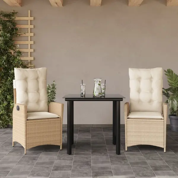 Gossi set mobilier de gradina cu perne, 3 piese, bej, poliratan