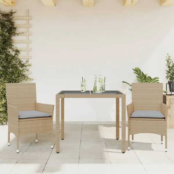 Gossi set mobilier de gradina cu perne 3 piese bej poliratan & sticla