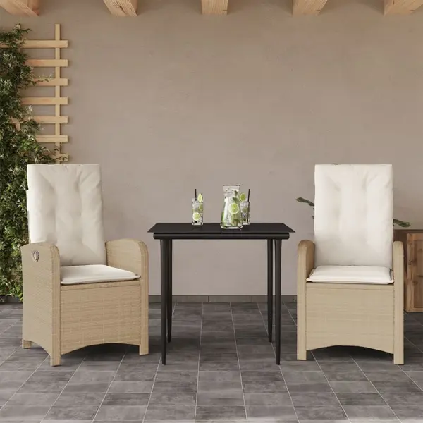 Gossi set mobilier de gradina cu perne, 3 piese, bej, poliratan