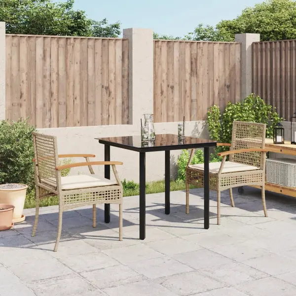 Gossi set mobilier de gradina cu perne, 3 piese, bej, poliratan