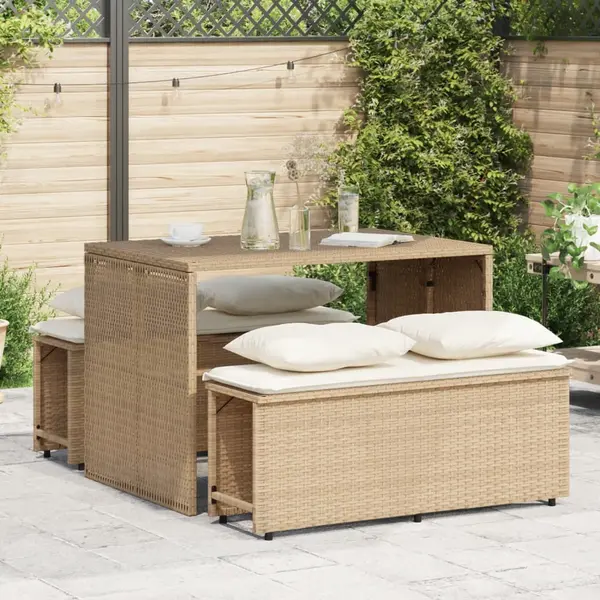 Gossi set mobilier de gradina cu perne, 3 piese, bej, poliratan
