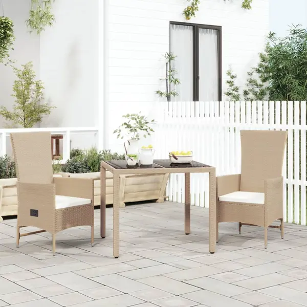 Gossi set mobilier de gradina cu perne, 3 piese, bej, poliratan