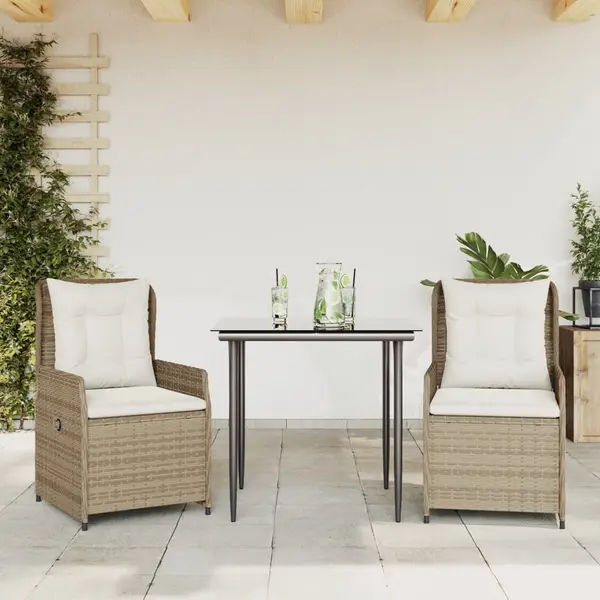 Gossi set mobilier de gradina cu perne, 3 piese, bej, poliratan