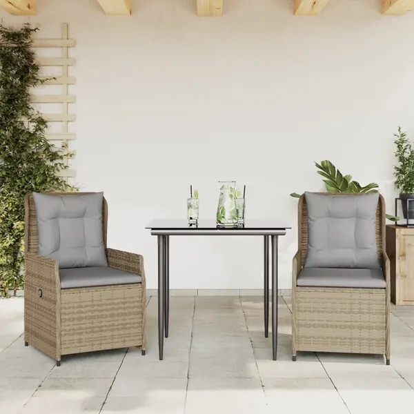 Gossi set mobilier de gradina cu perne, 3 piese, bej, poliratan