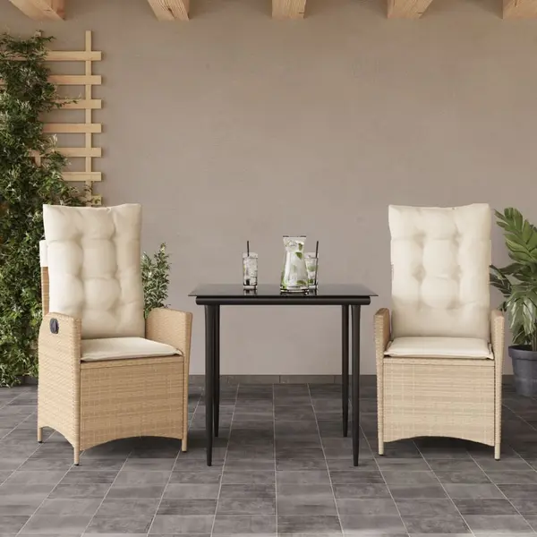Gossi set mobilier de gradina cu perne, 3 piese, bej, poliratan