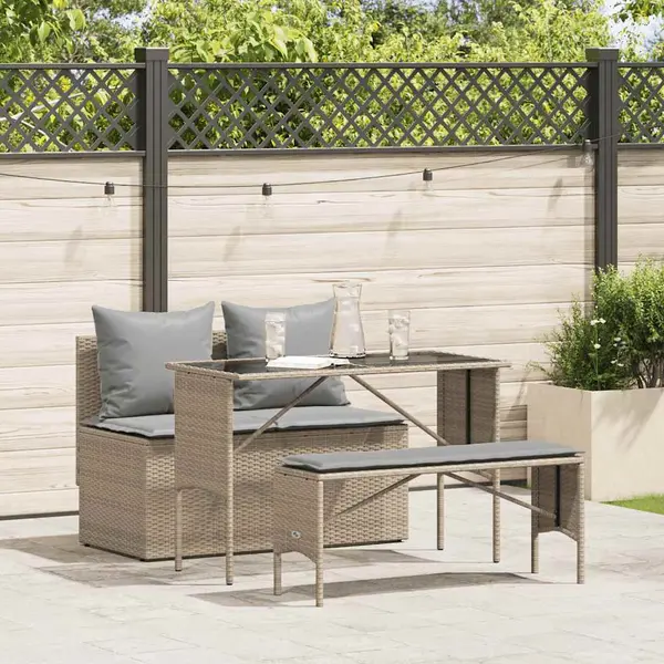 Gossi set mobilier de gradina cu perne, 3 piese, bej, poliratan