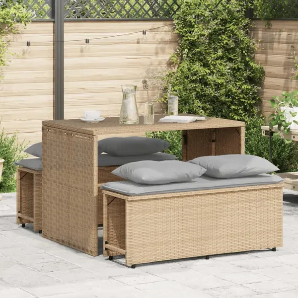 Gossi set mobilier de gradina cu perne, 3 piese, bej, poliratan