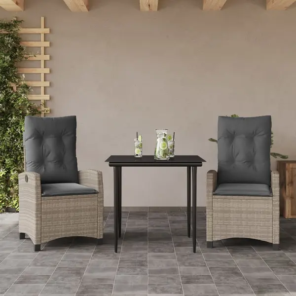 Gossi set mobilier de gradina cu perne, 3 piese,gri deschis,poliratan