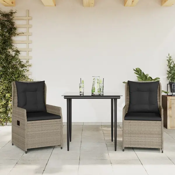 Gossi set mobilier de gradina cu perne, 3 piese,gri deschis,poliratan