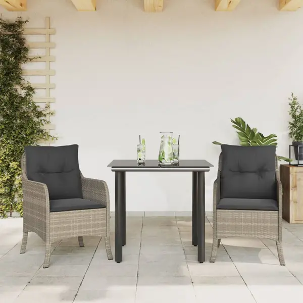 Gossi set mobilier de gradina cu perne, 3 piese,gri deschis,poliratan