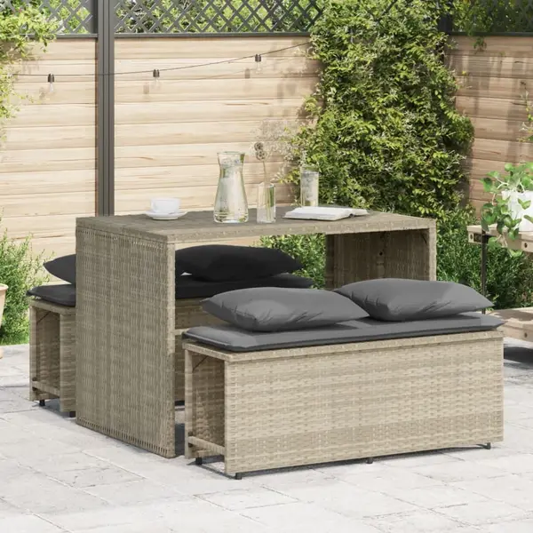 Gossi set mobilier de gradina cu perne, 3 piese,gri deschis,poliratan