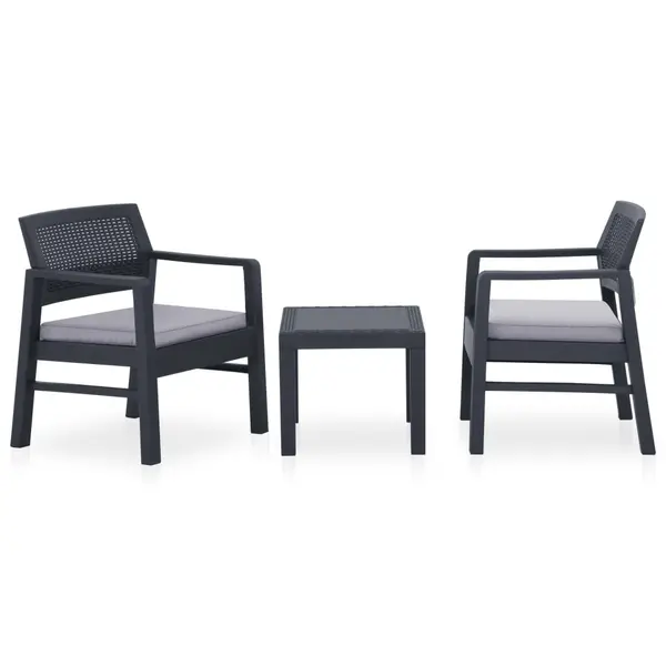 Gossi set mobilier de gradina cu perne, 3 piese, gri, plastic