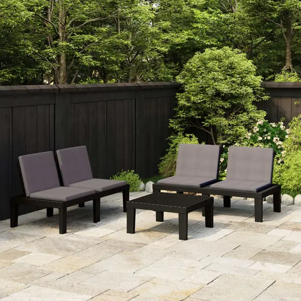 Gossi set mobilier de gradina cu perne, 3 piese, gri, plastic
