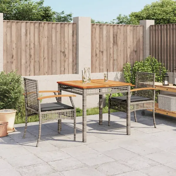Gossi set mobilier de gradina cu perne, 3 piese, gri, poliratan