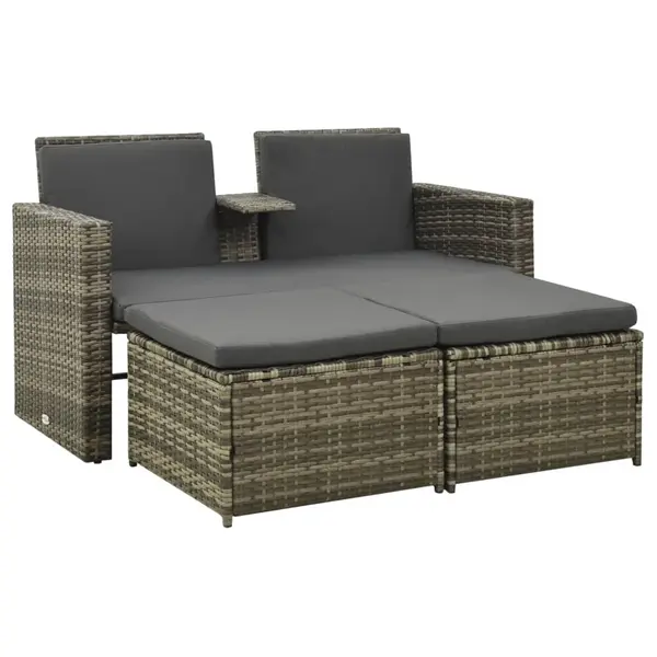 Gossi set mobilier de gradina cu perne, 3 piese, gri, poliratan