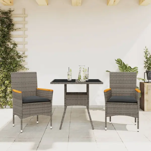 Gossi set mobilier de gradina cu perne 3 piese gri poliratan & sticla