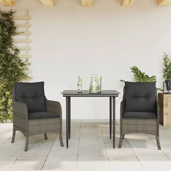 Gossi set mobilier de gradina cu perne, 3 piese, gri, poliratan