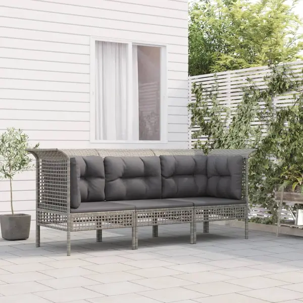 Gossi set mobilier de gradina cu perne, 3 piese, gri, poliratan