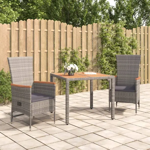 Gossi set mobilier de gradina cu perne, 3 piese, gri, poliratan