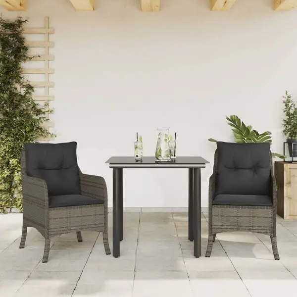 Gossi set mobilier de gradina cu perne, 3 piese, gri, poliratan