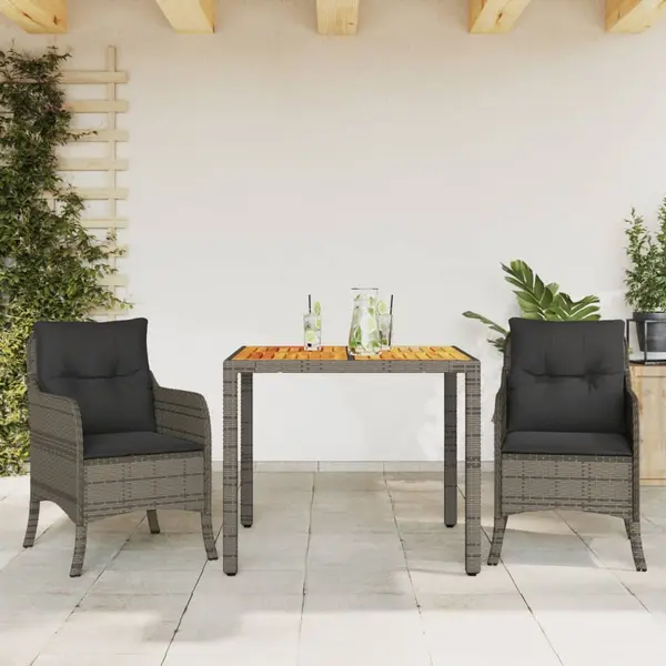 Gossi set mobilier de gradina cu perne, 3 piese, gri, poliratan