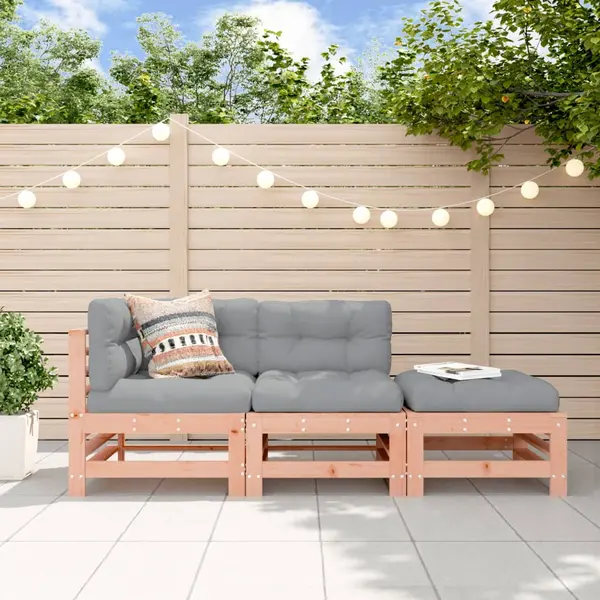 Gossi set mobilier de gradina cu perne, 3 piese, lemn masiv douglas