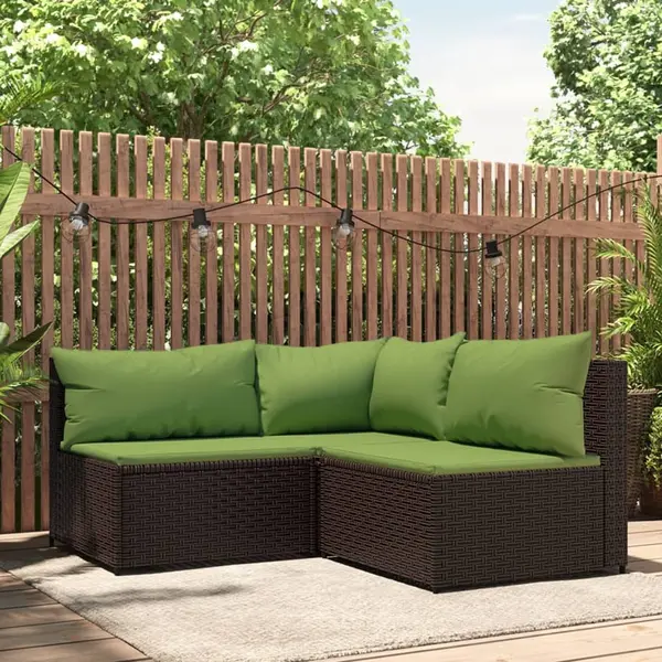 Gossi set mobilier de gradina cu perne, 3 piese, maro, poliratan