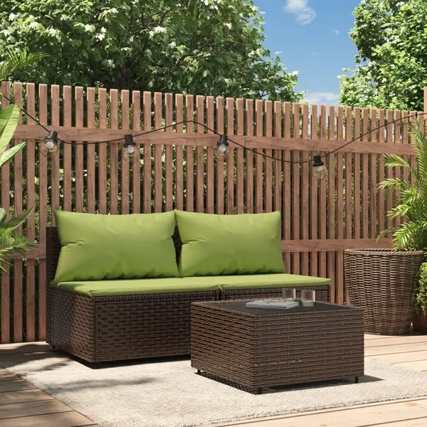 Gossi set mobilier de gradina cu perne, 3 piese, maro, poliratan