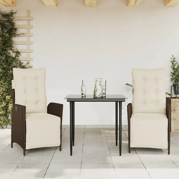 Gossi set mobilier de gradina cu perne, 3 piese, maro, poliratan