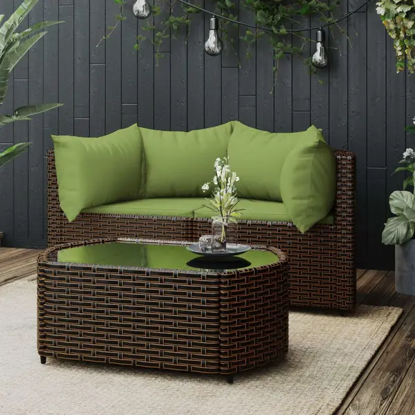 Gossi set mobilier de gradina cu perne, 3 piese, maro, poliratan