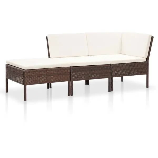 Gossi set mobilier de gradina cu perne, 3 piese, maro, poliratan
