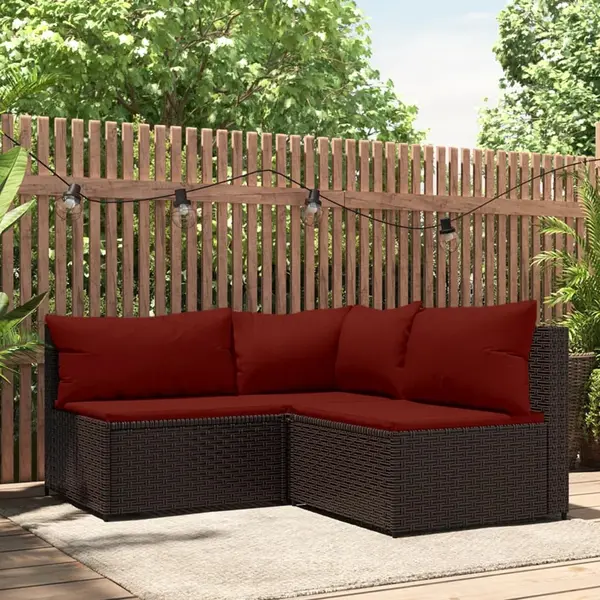 Gossi set mobilier de gradina cu perne, 3 piese, maro, poliratan