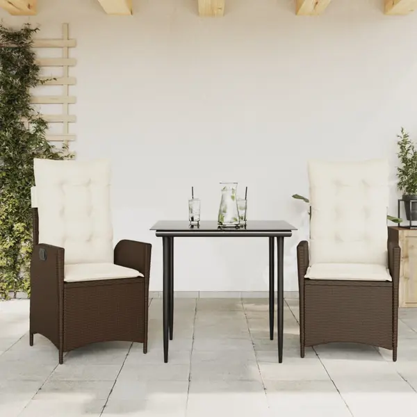 Gossi set mobilier de gradina cu perne, 3 piese, maro, poliratan