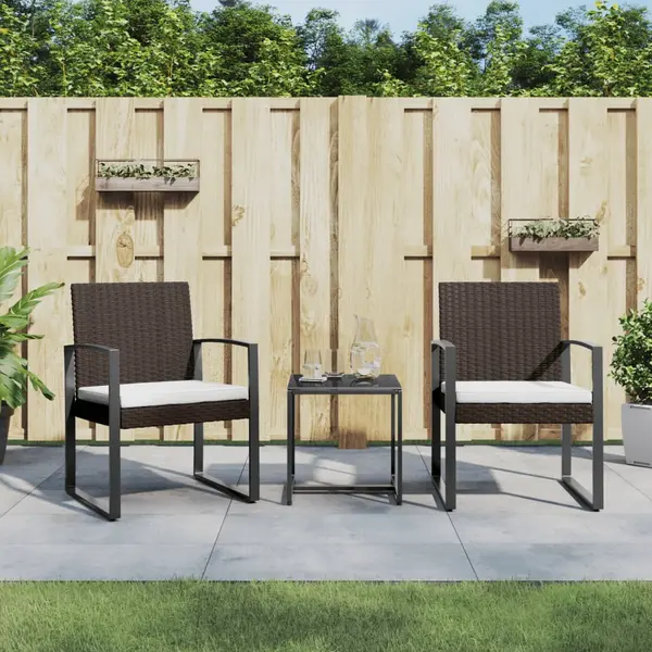 Gossi set mobilier de gradina cu perne, 3 piese, maro, pp ratan