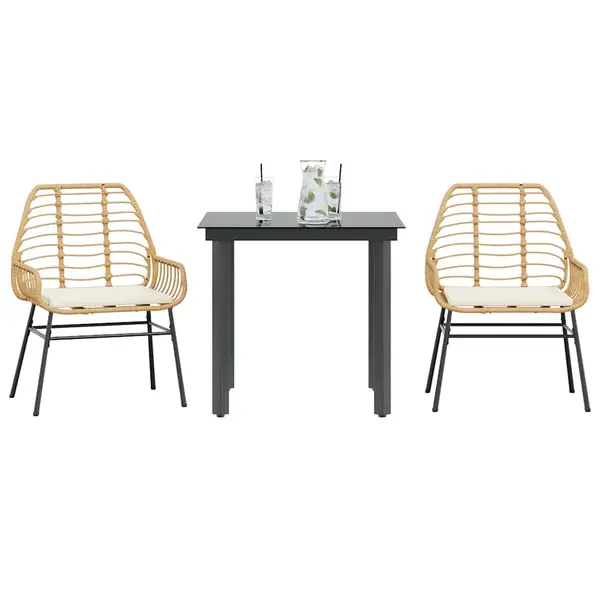 Gossi set mobilier de gradina cu perne 3 piese maro sticla polirattan