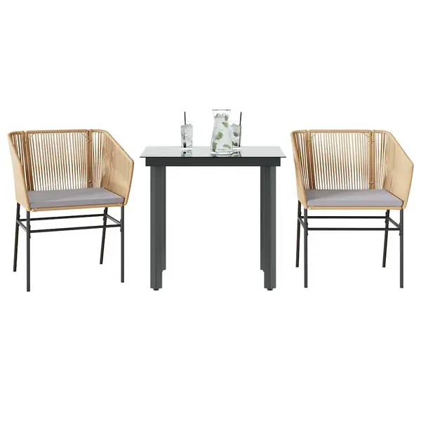 Gossi set mobilier de gradina cu perne 3 piese maro sticla polirattan