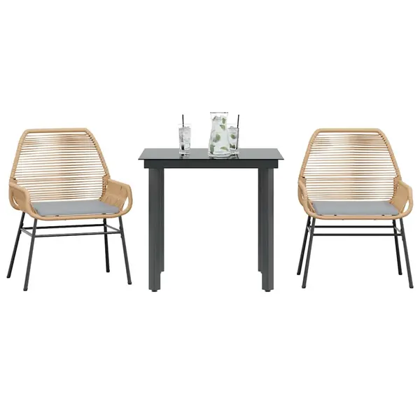 Gossi set mobilier de gradina cu perne 3 piese maro sticla polirattan