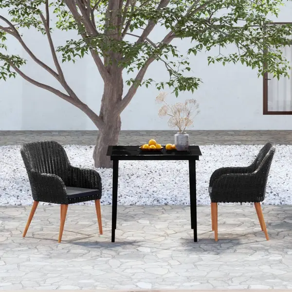 Gossi set mobilier de gradina cu perne, 3 piese, negru