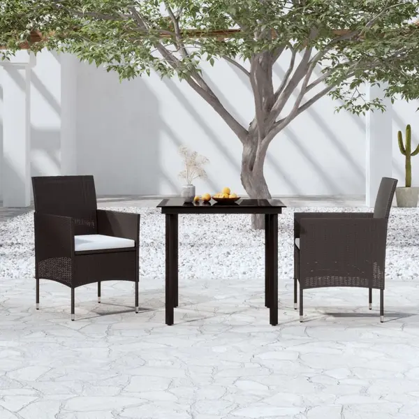 Gossi set mobilier de gradina cu perne, 3 piese, negru