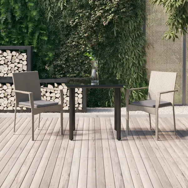 Gossi set mobilier de gradina cu perne, 3 piese, negru/gri, poliratan