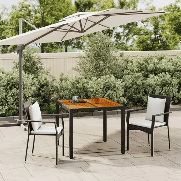 Gossi set mobilier de gradina cu perne, 3 piese, negru, poliratan