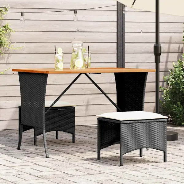 Gossi set mobilier de gradina cu perne, 3 piese, negru, poliratan